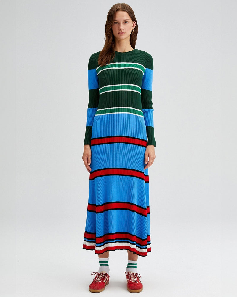 Multicolored Striped Knit Dress