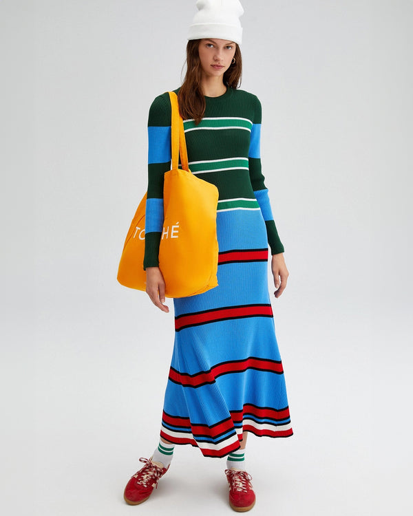 Multicolored Striped Knit Dress