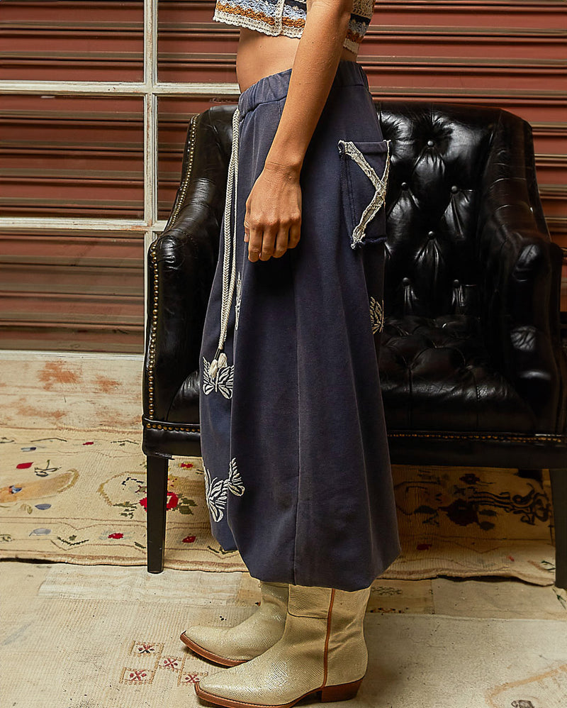 Navy French Terry Butterfly Pants