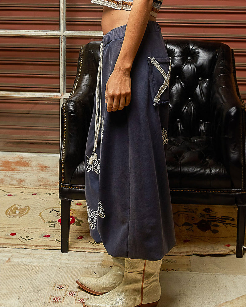 Navy French Terry Butterfly Pants