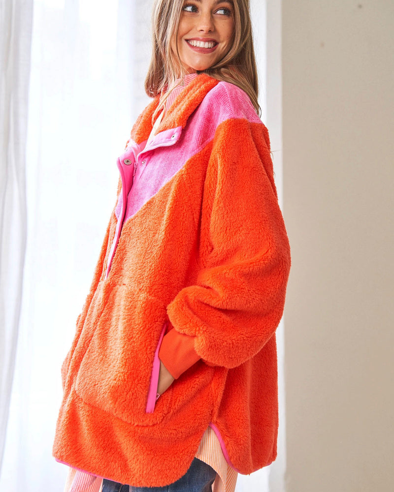 ORANGE AND PINK POLAR FLEECE