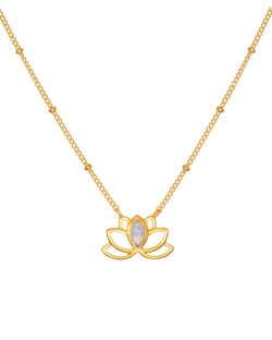 Open Lotus Moonstone Necklace