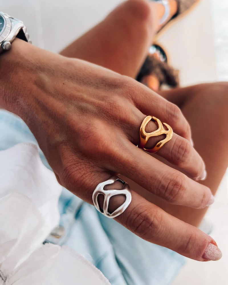 Organic Shape Ring in Gold or Silver