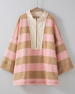 Oversized Sand & Pink French Terry Pullover