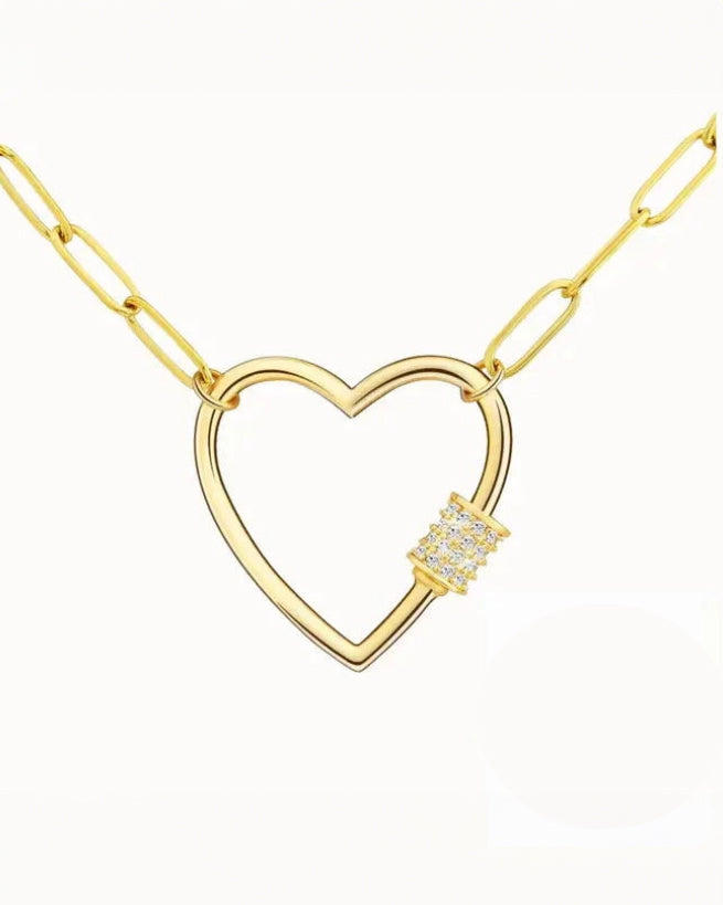 Heart 18k Gold Plated Paperclip Chain