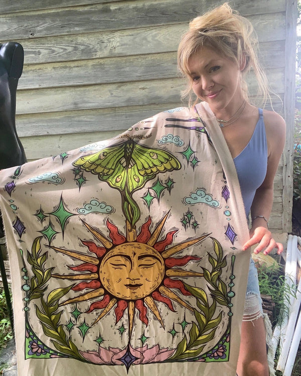 Sun and Luna Moth Pashmina