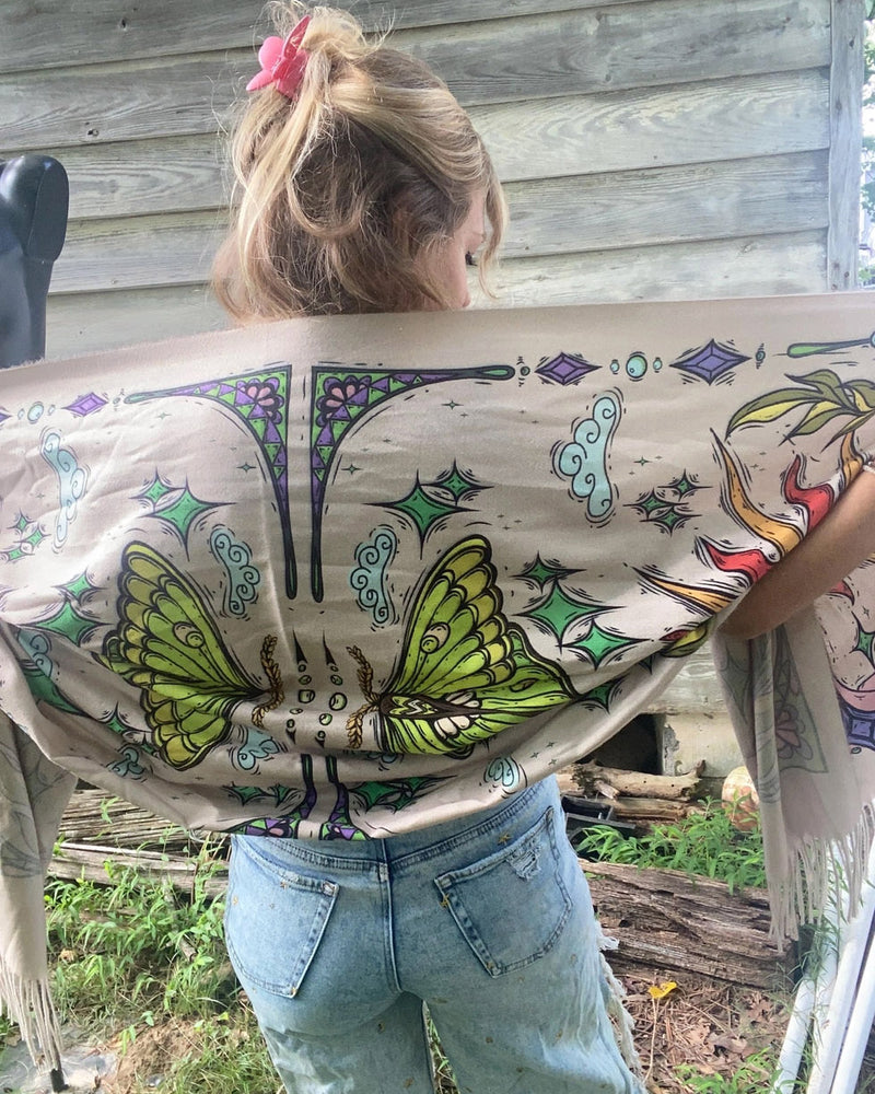 Sun and Luna Moth Pashmina