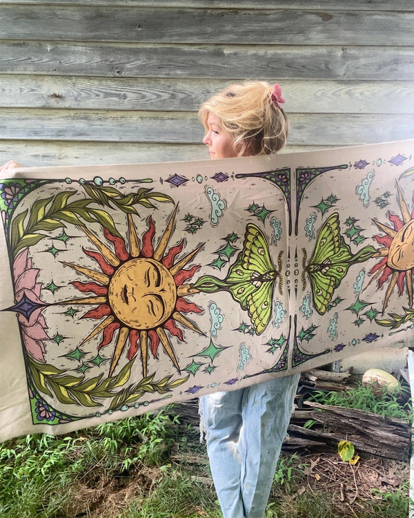 Sun and Luna Moth Pashmina