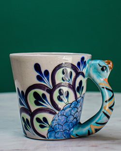 Peacock Art Pottery Coffee Mug