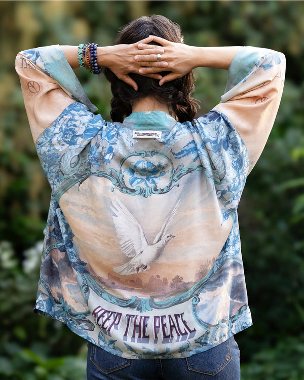 Peace Out Cropped Kimono