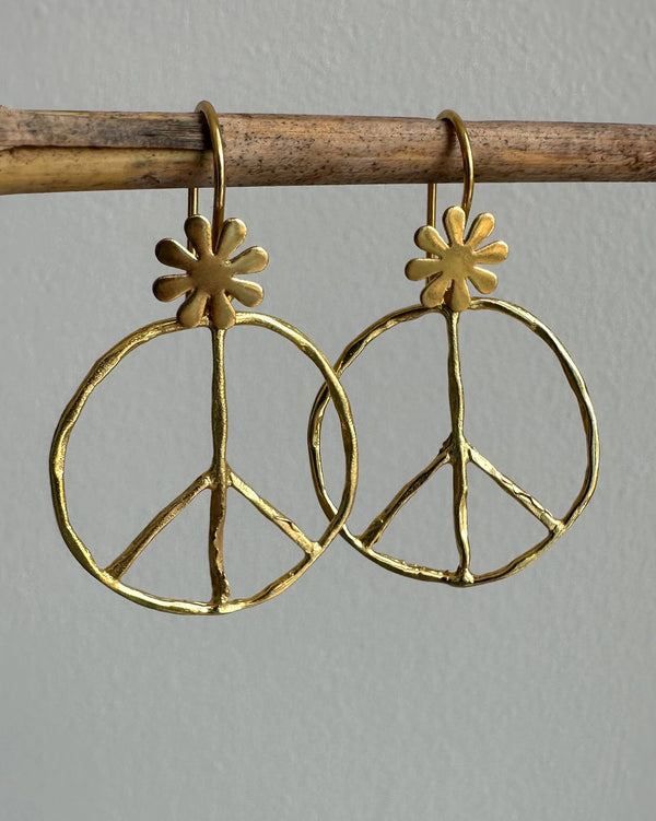 Flower Child Peace Symbol Earrings