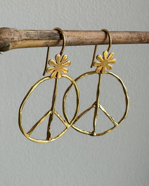 Flower Child Peace Symbol Earrings