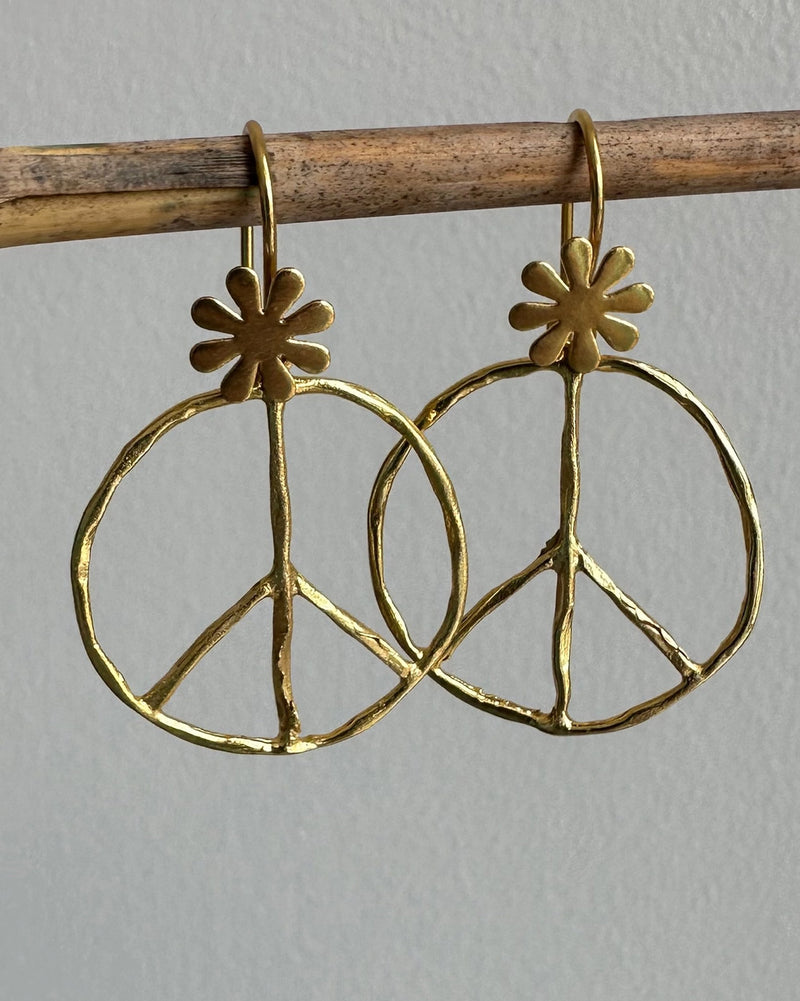 Flower Child Peace Symbol Earrings