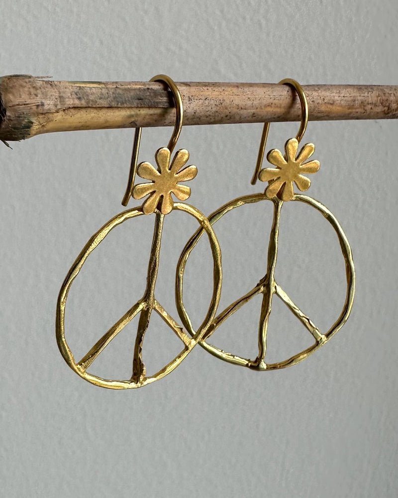 Flower Child Peace Symbol Earrings
