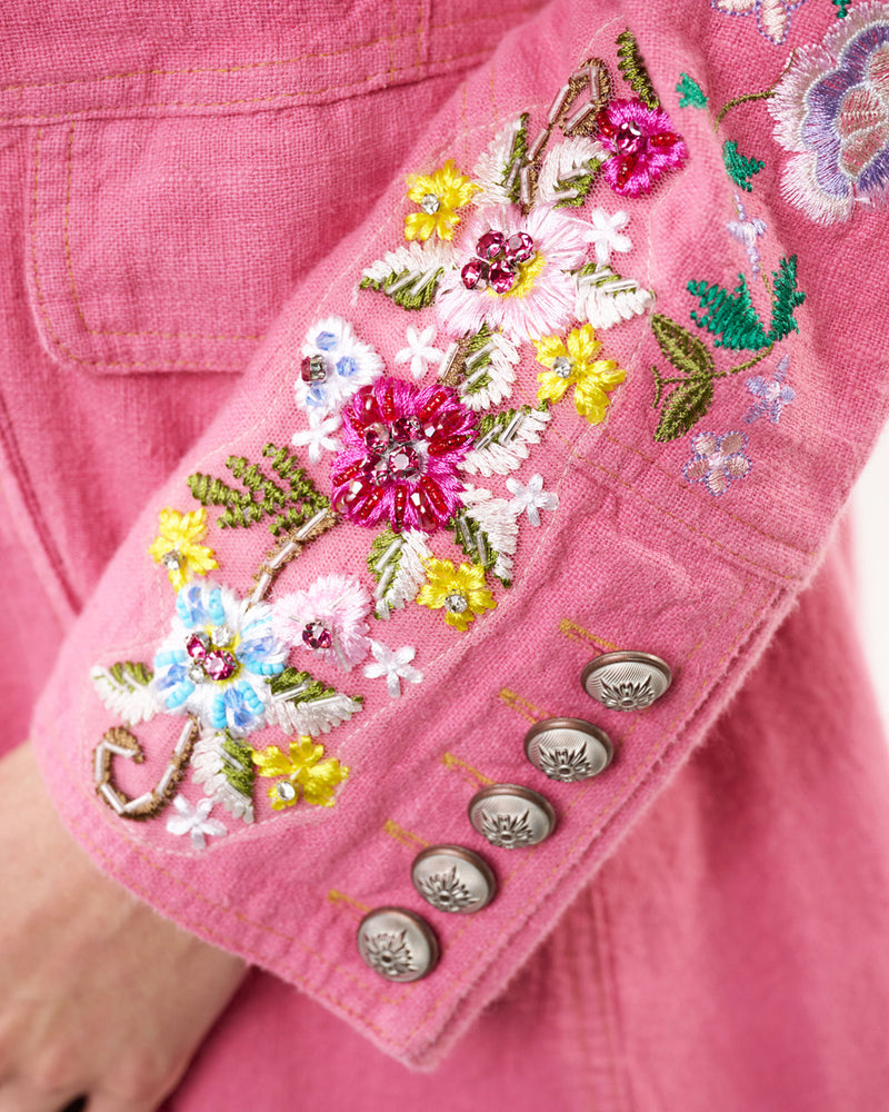 Rose Long Waistcoat with Embroidery