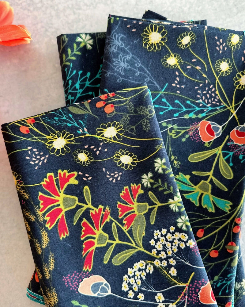 Peacock Blue Floral Napkins- 18" - Set of 4