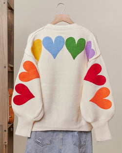 Rainbow Hearts Galore Sweater