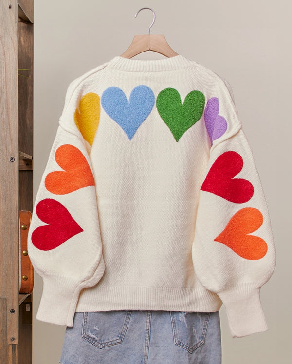 Rainbow Hearts Galore Sweater