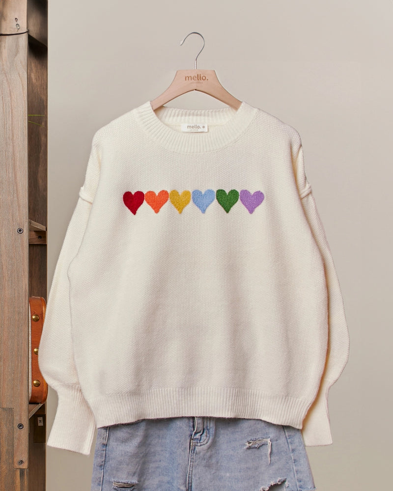 Rainbow Hearts Galore Sweater