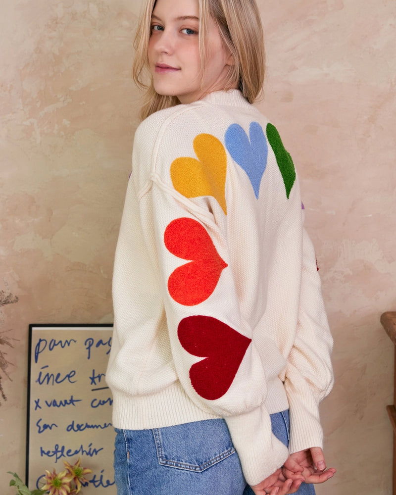 Rainbow Hearts Galore Sweater