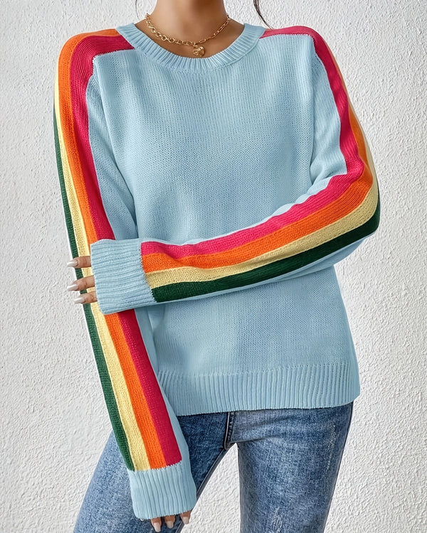 Baby Blue Sweater w/ Racer Stripes
