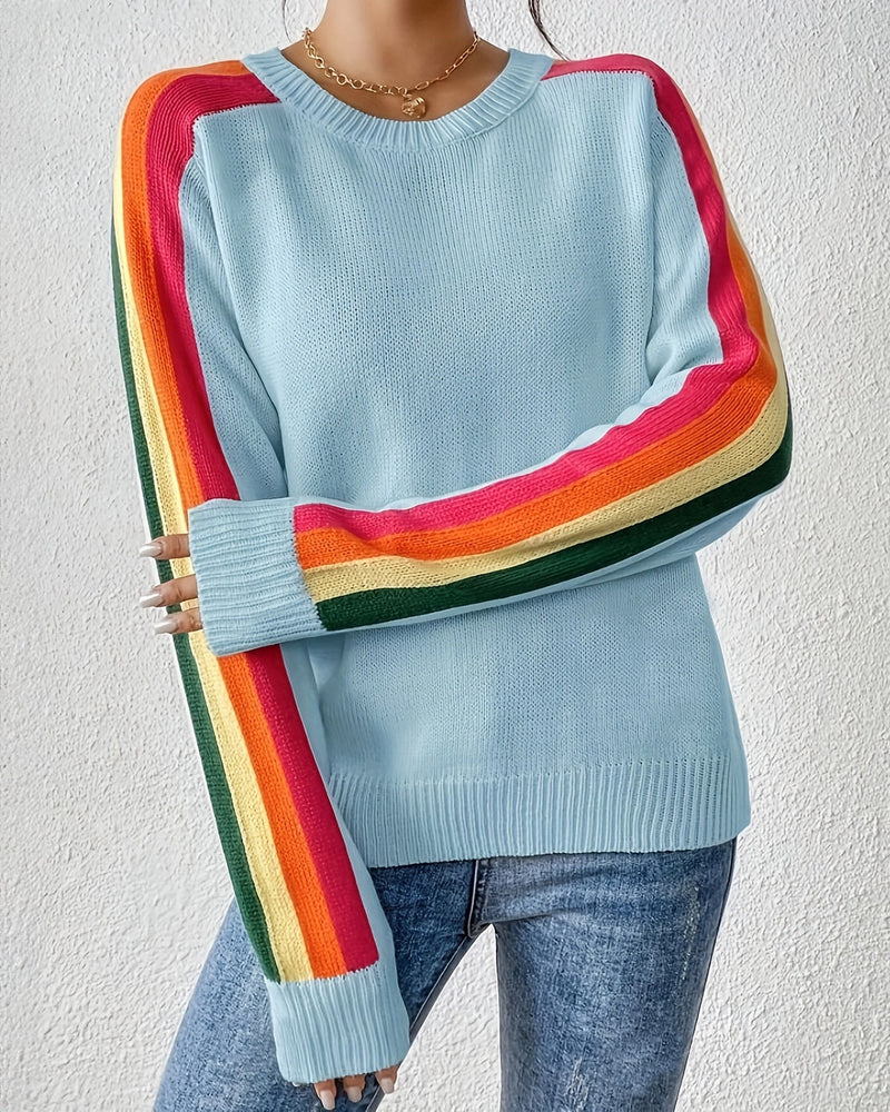 Baby Blue Sweater w/ Racer Stripes