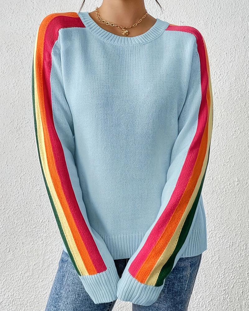 Baby Blue Sweater w/ Racer Stripes