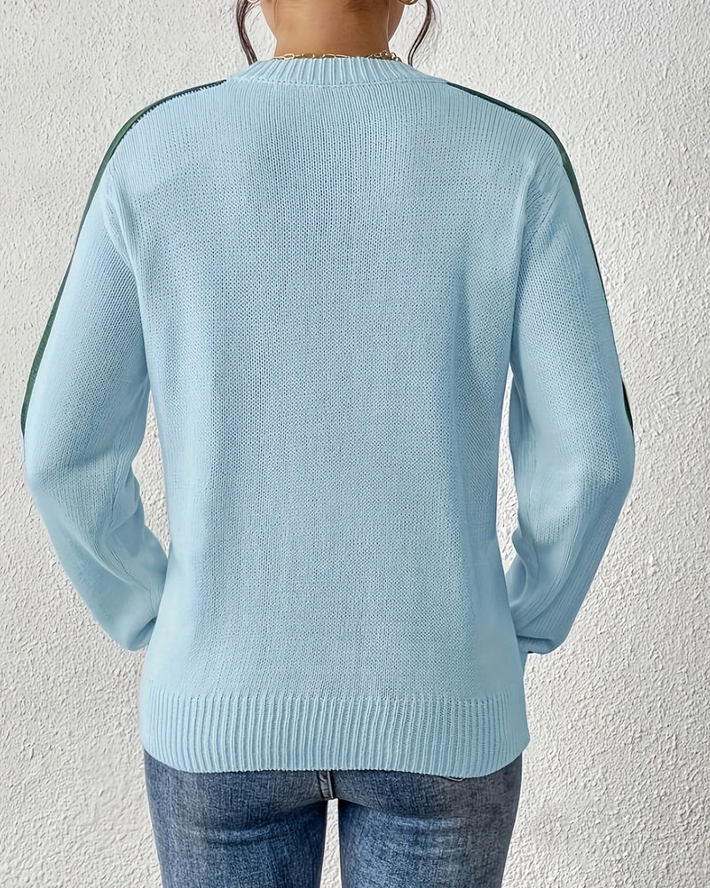 Baby Blue Sweater w/ Racer Stripes