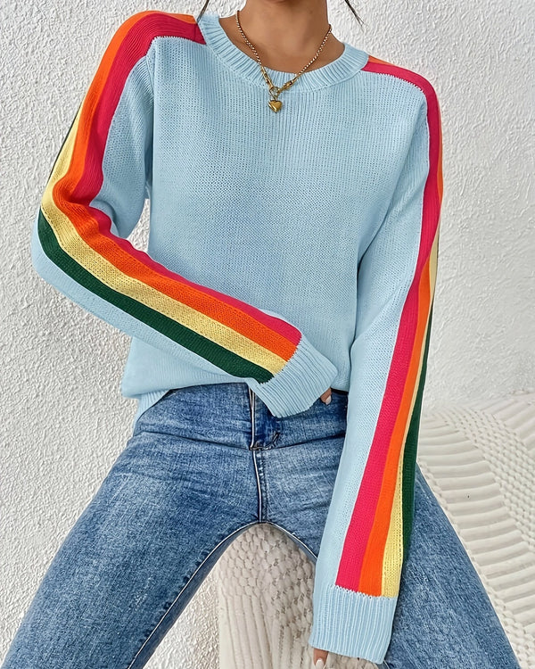 Baby Blue Sweater w/ Racer Stripes