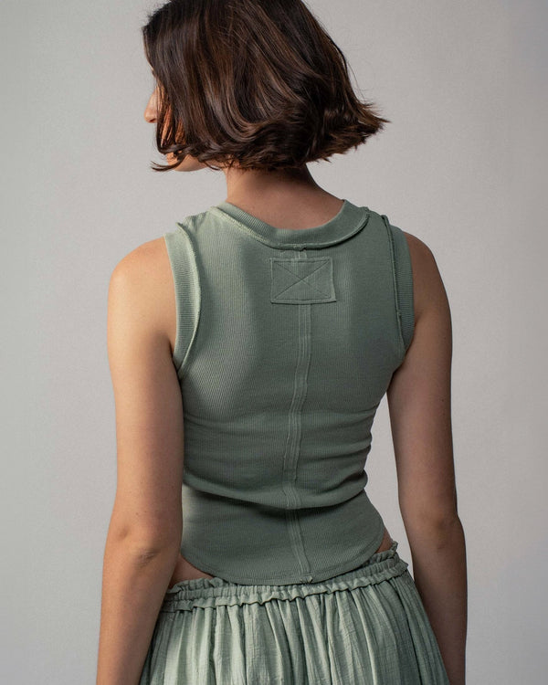 Sage Ribbed Crop Tank