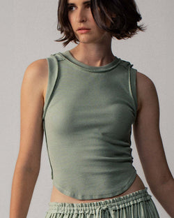 Sage Ribbed Crop Tank