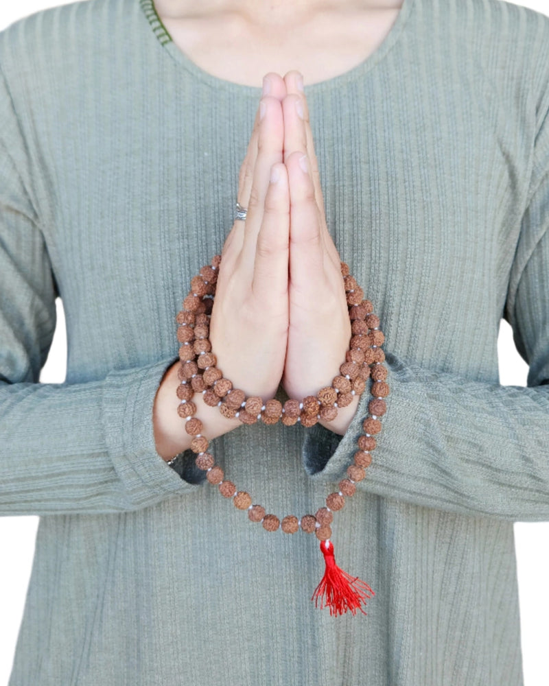 Rudraksha Prayer Mala Bead Knot Necklace