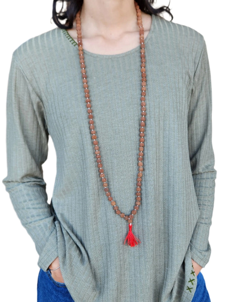 Rudraksha Prayer Mala Bead Knot Necklace