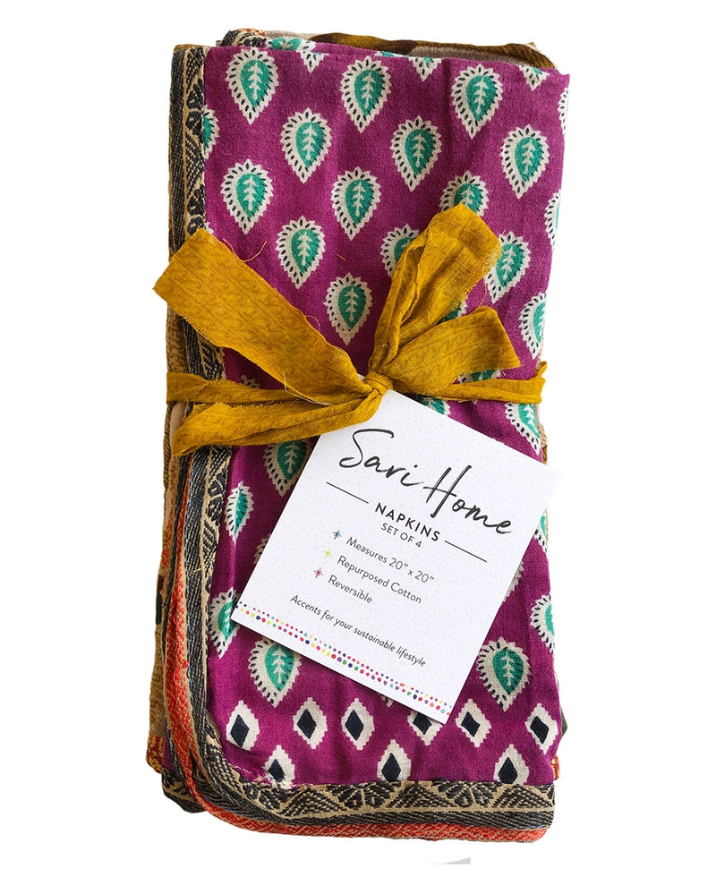 Mixed Sari Home Napkins - Set of 4