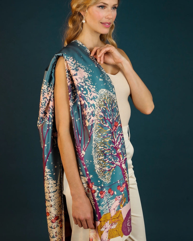 FOREST PARTY SATIN SCARF