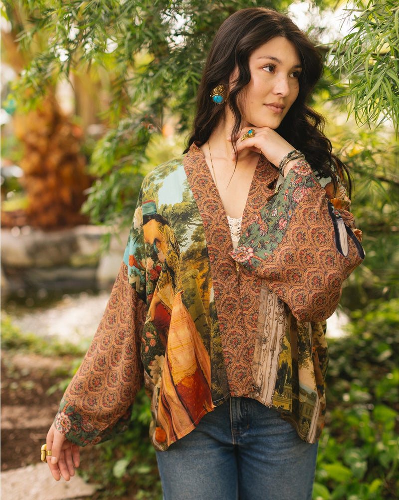 Secret Garden Cropped Bamboo Kimono Cardigan