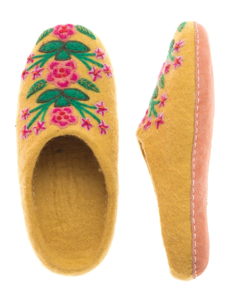 SIZE XL (10-10.5) Gold Secret Garden Slippers