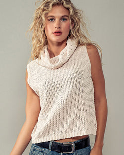 Sleeveless Cowl Neck Crochet Top