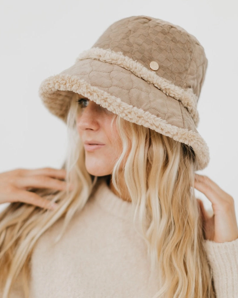 Quilted Faux Fur Trim Hat