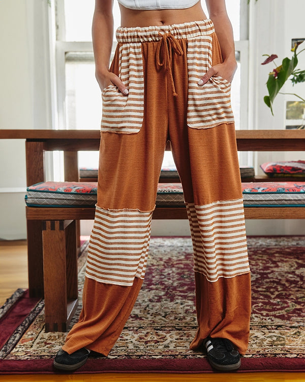 Striped Wide Leg Drawcord Pants