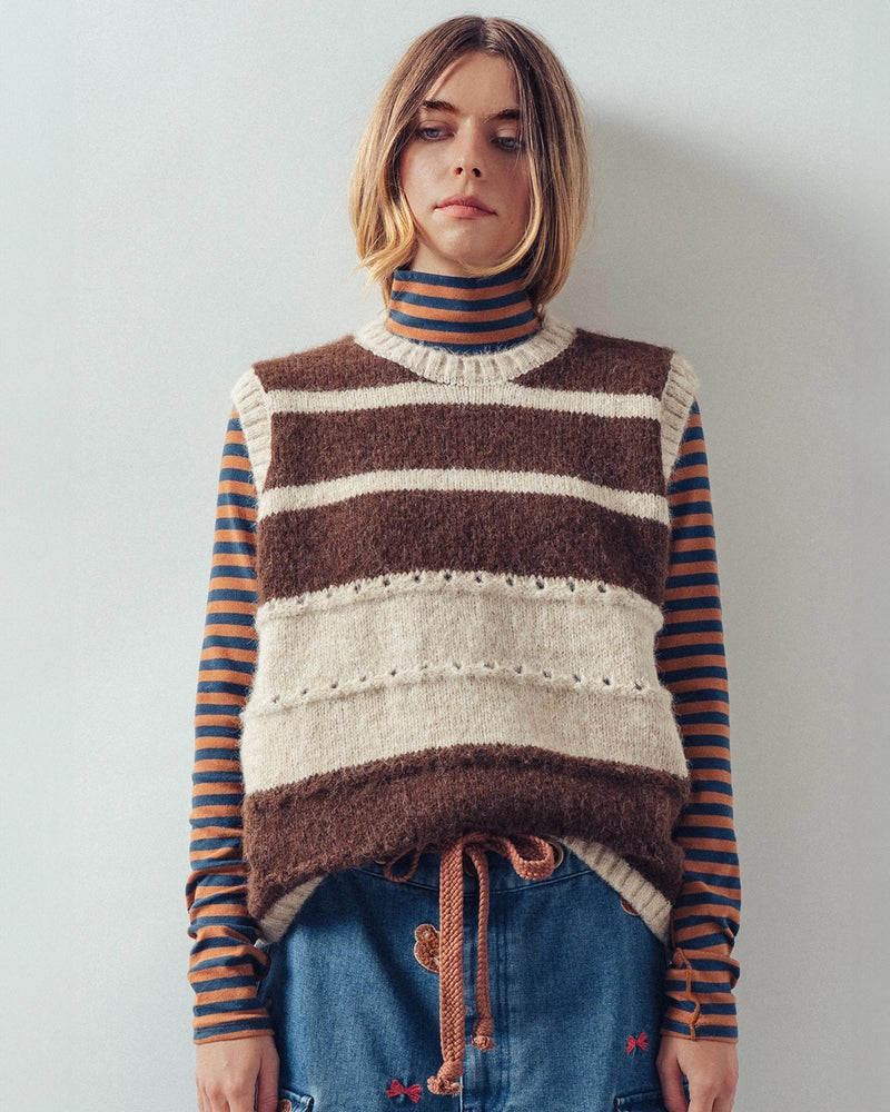 Choco & Cream Striped Vest
