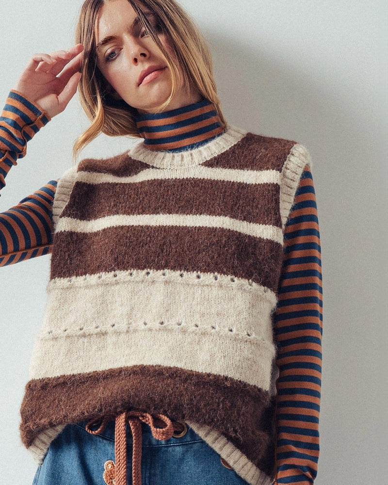 Choco & Cream Striped Vest