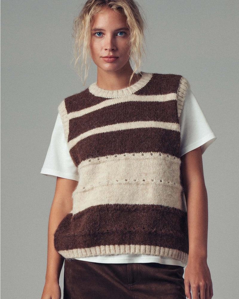 Choco & Cream Striped Vest