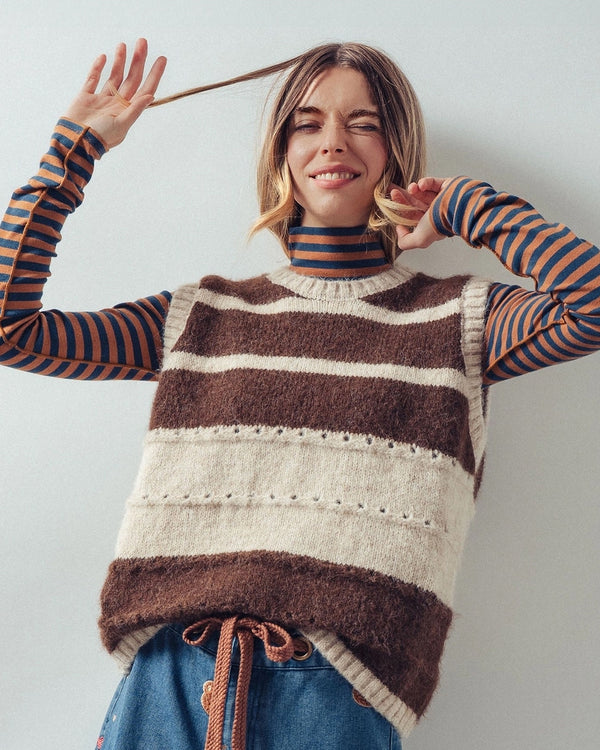Choco & Cream Striped Vest