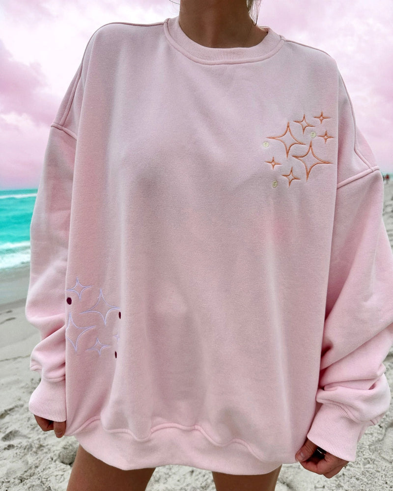 Pink Sunset Rays Embroidered Sweatshirt