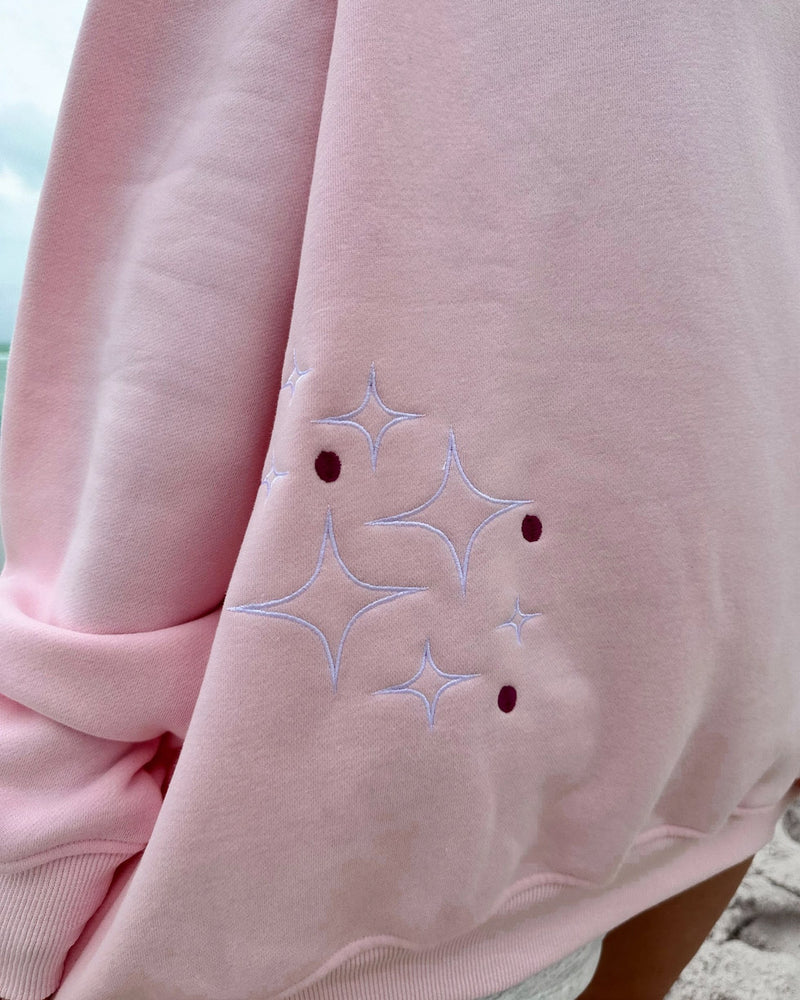 Pink Sunset Rays Embroidered Sweatshirt
