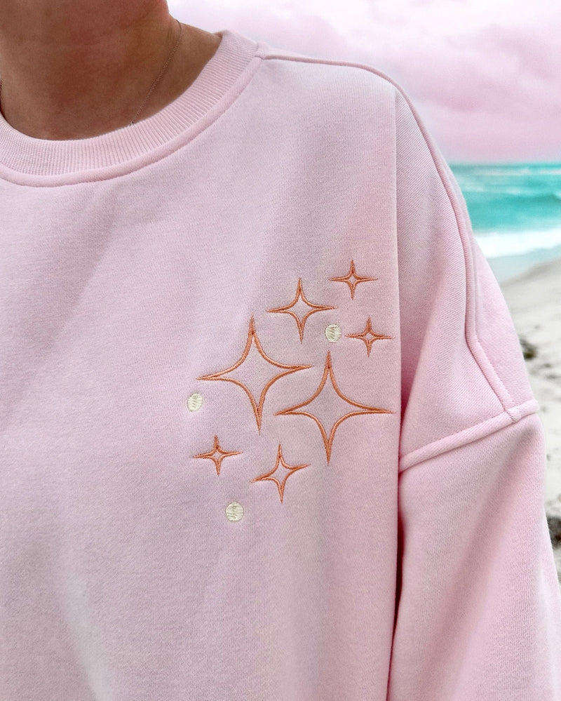 Pink Sunset Rays Embroidered Sweatshirt