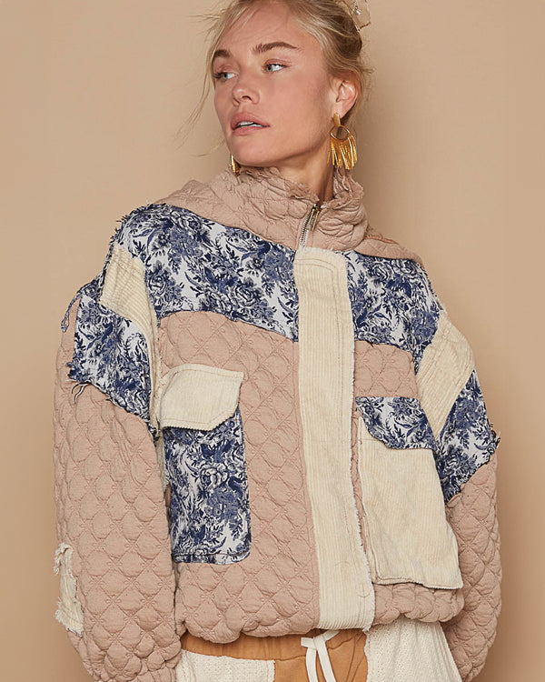 Tapestry Quilted Jacket with Hood