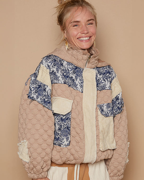 Tapestry Quilted Jacket with Hood