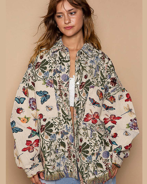 Tapestry Butterfly Bug-Out Shacket